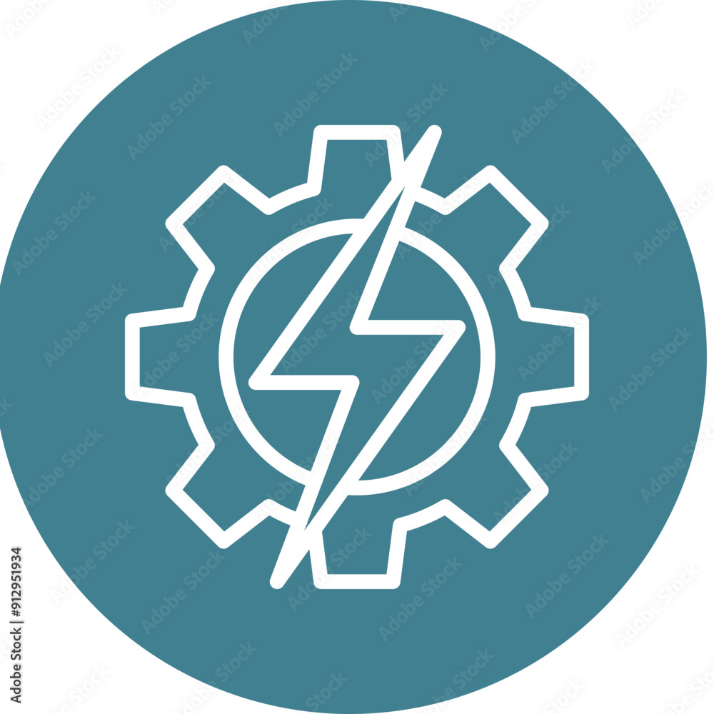 Gear with lightning bolt Vector Line White Circles Multicolors Gear with lightning bolt Vector Line White Circles Multicolors