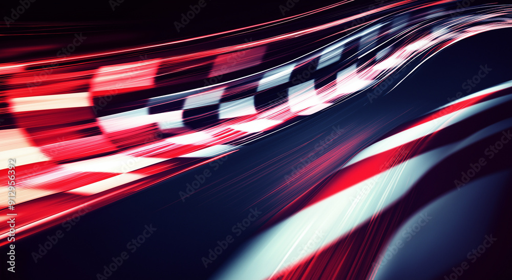 Black background with white and red checkered flag light stripes vector ...