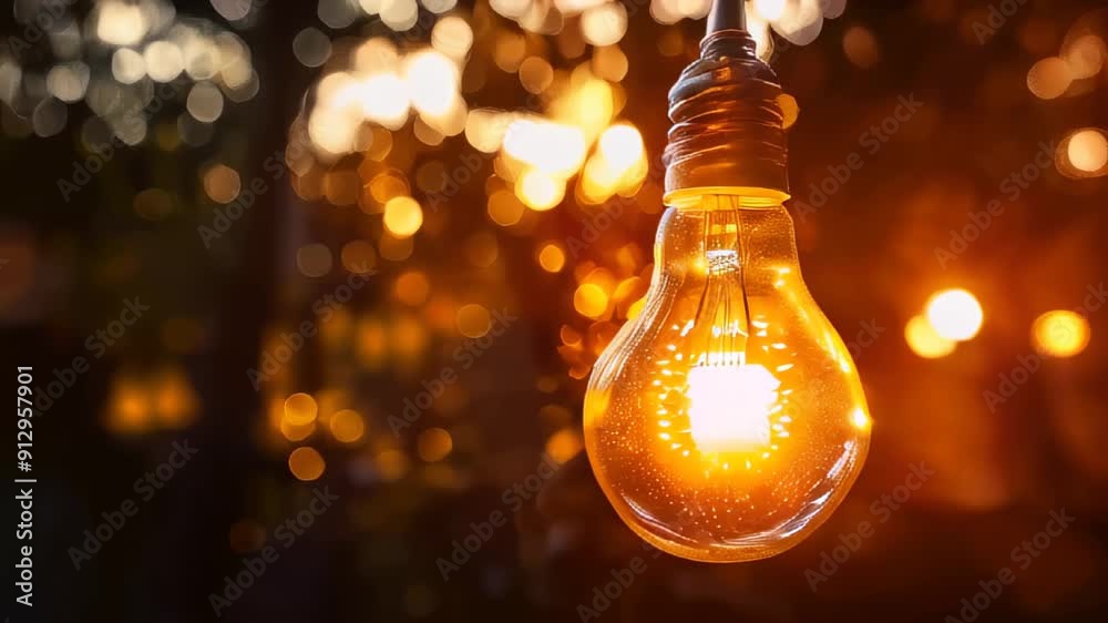 Glowing light bulb with warm, ambient light Glowing light bulb with warm, ambient light