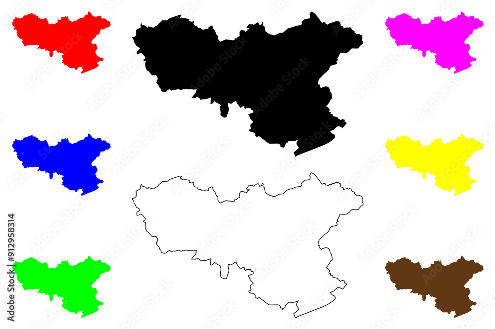 Naklejka premium Neunkirchen district (Federal Republic of Germany, State of Saarland, Rural district) map vector illustration, scribble sketch Neunkirchen map