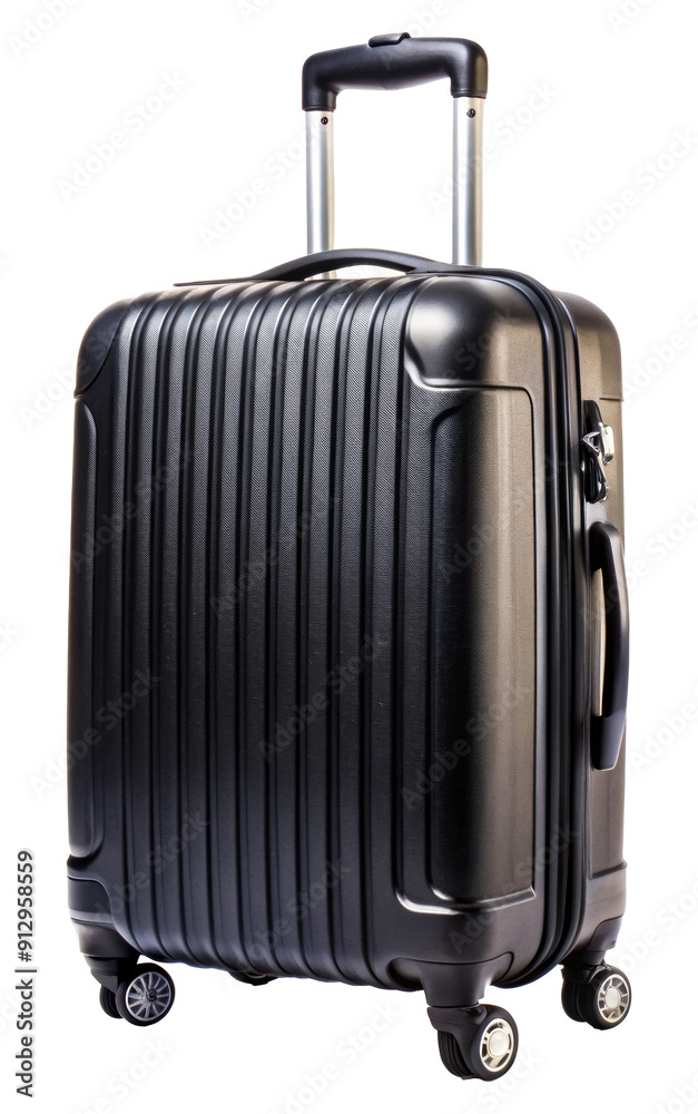 Black hardshell rolling suitcase isolated on transparent background Black hardshell rolling suitcase isolated on transparent background