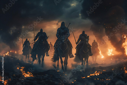 Knights Riding Through Fire.