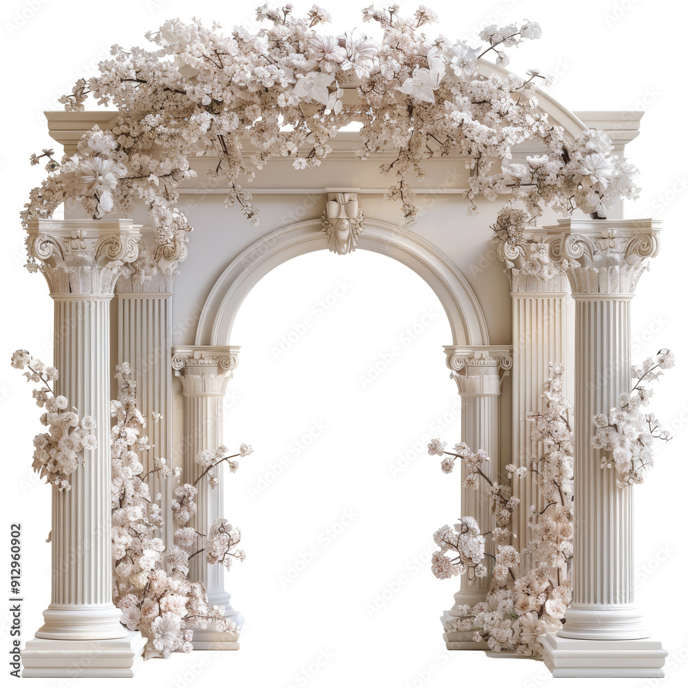 Naklejka premium Wedding Arch with Columns Isolated on Transparent or White Background, PNG