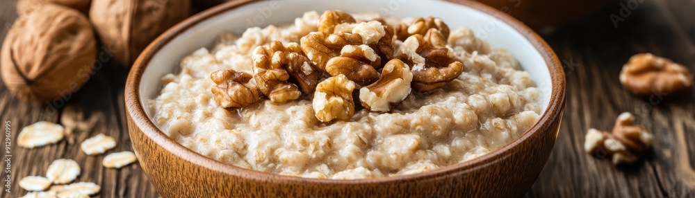 Oatmeal with nuts and seeds highlights Oatmeal with nuts and seeds highlights