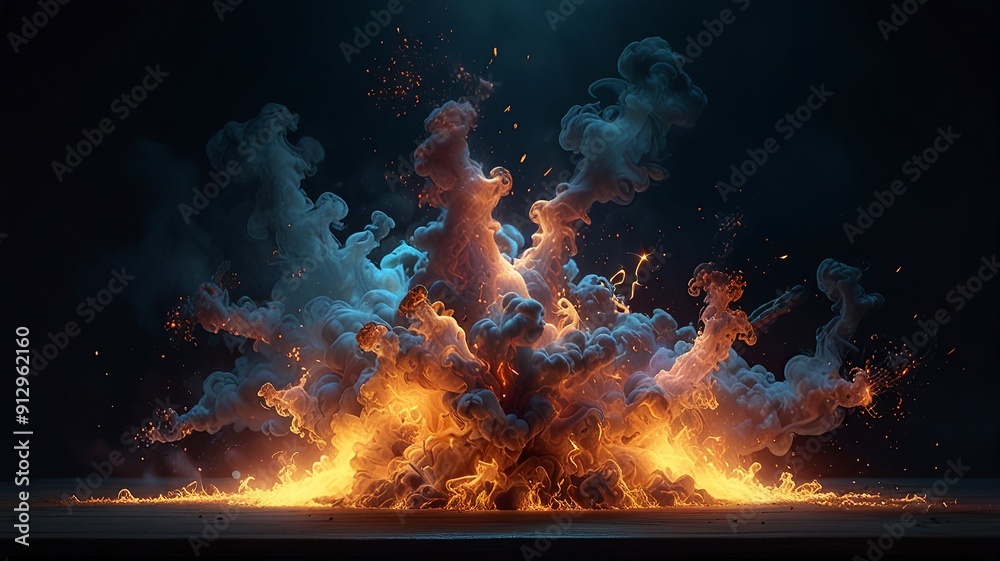 Free New colorful fire 3d render of an abstract fire smoken effect background 