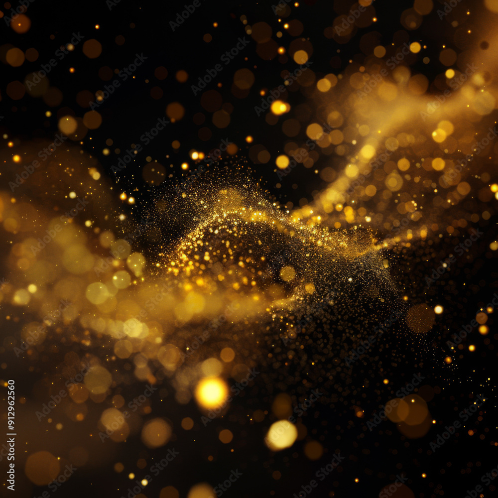 Abstract Gold Glitter and Bokeh on a Black Background Abstract Gold Glitter and Bokeh on a Black Background