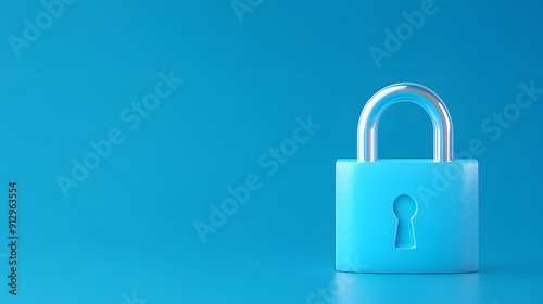 Blue padlock on a solid blue background symbolizing security and protection. Ideal for concepts related to safety, privacy, and data protection.