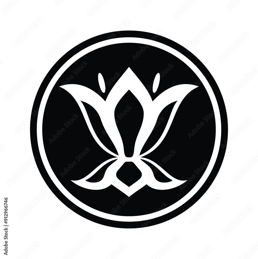 black and white flower in circle black and white flower in circle