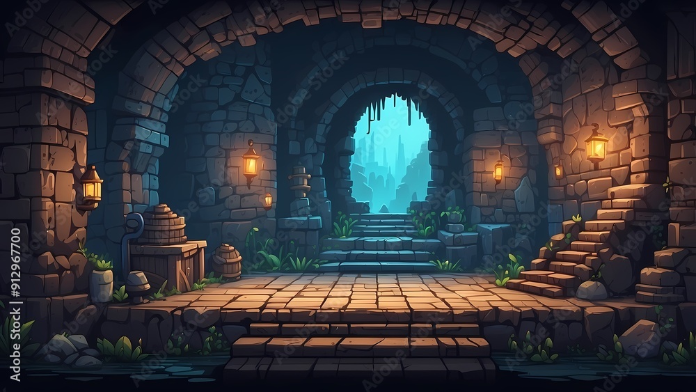 Game assets background RPG Gaming Battle Scene Underground Dungeon in Pixel 8bits 16bits 32 bits Game assets background RPG Gaming Battle Scene Underground Dungeon in Pixel 8bits 16bits 32 bits