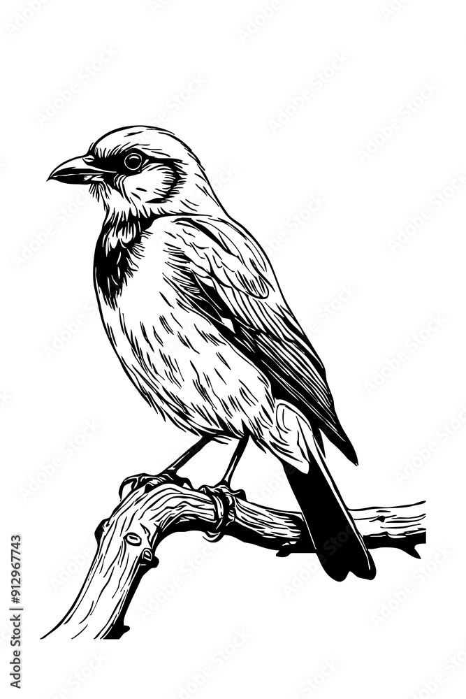Obraz premium Bird . Animal black and white illustration . Logo design, for use in graphics. Generated by Ai