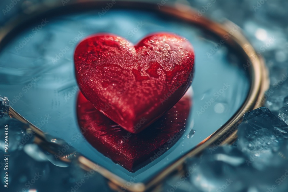 Heart shaped object in a glass bowl on a table, Love background Heart shaped object in a glass bowl on a table, Love background