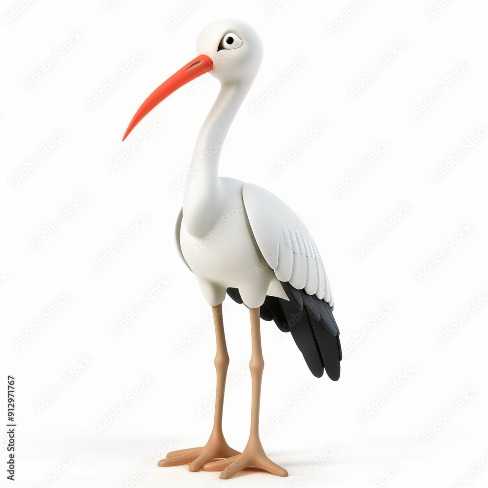 3d render icon of Stork cartoon 3d render icon of Stork cartoon