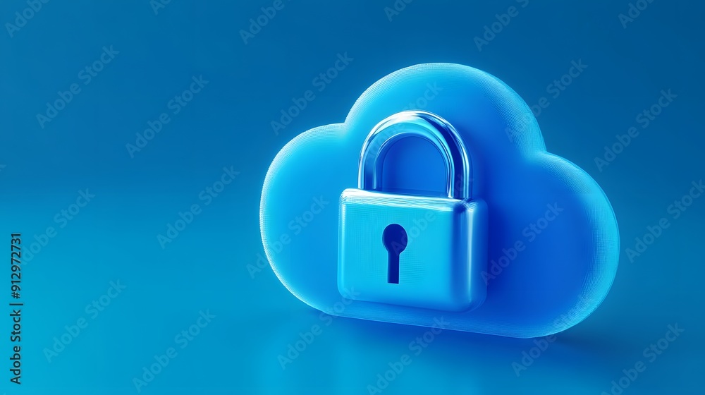 Cloud security concept represented by a blue cloud with a padlock, emphasizing data protection and safe cloud storage solutions. Cloud security concept represented by a blue cloud with a padlock, emphasizing data protection and safe cloud storage solutions.