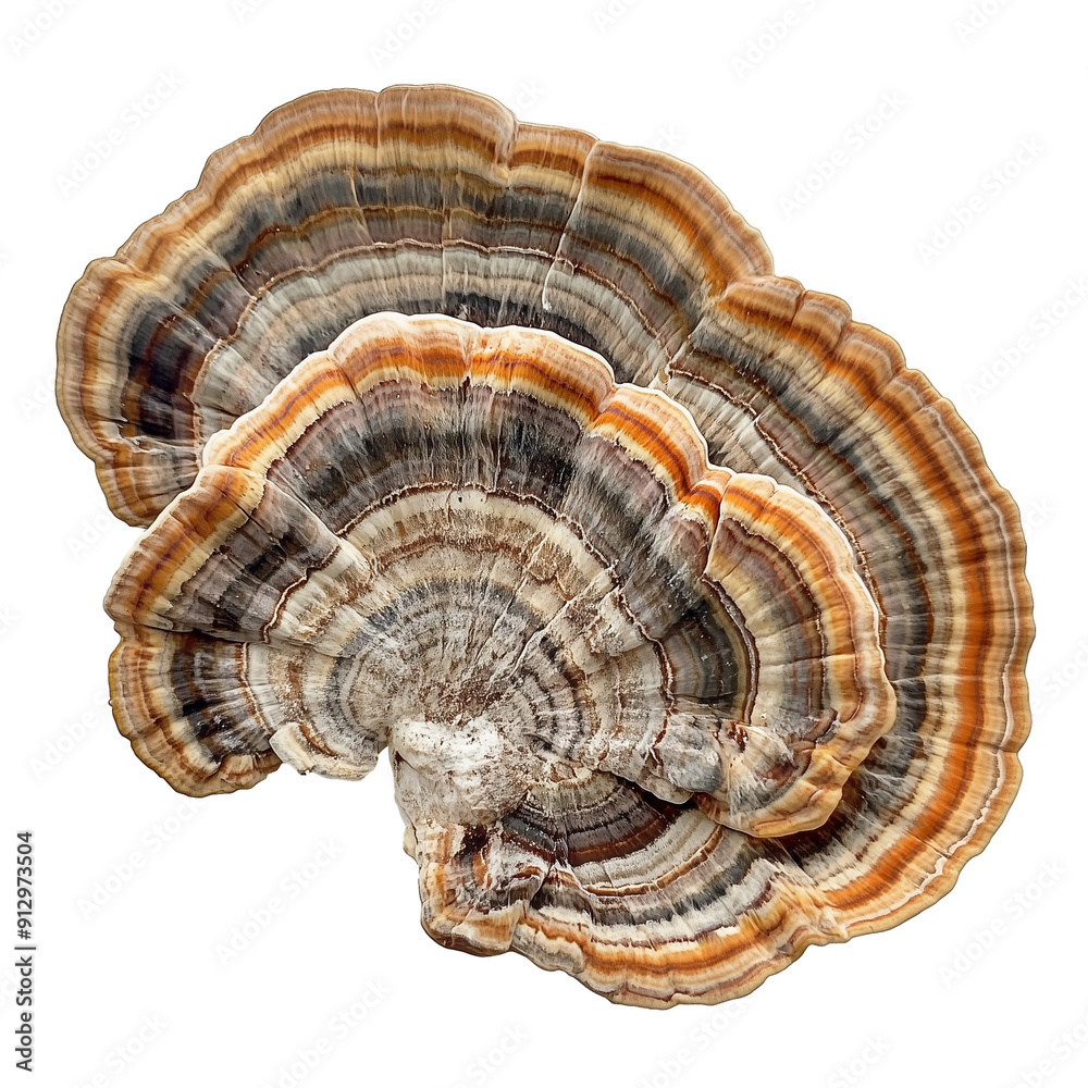 False and True Turkey Tail Mushroom on a White Transparent Background PNG False and True Turkey Tail Mushroom on a White Transparent Background PNG