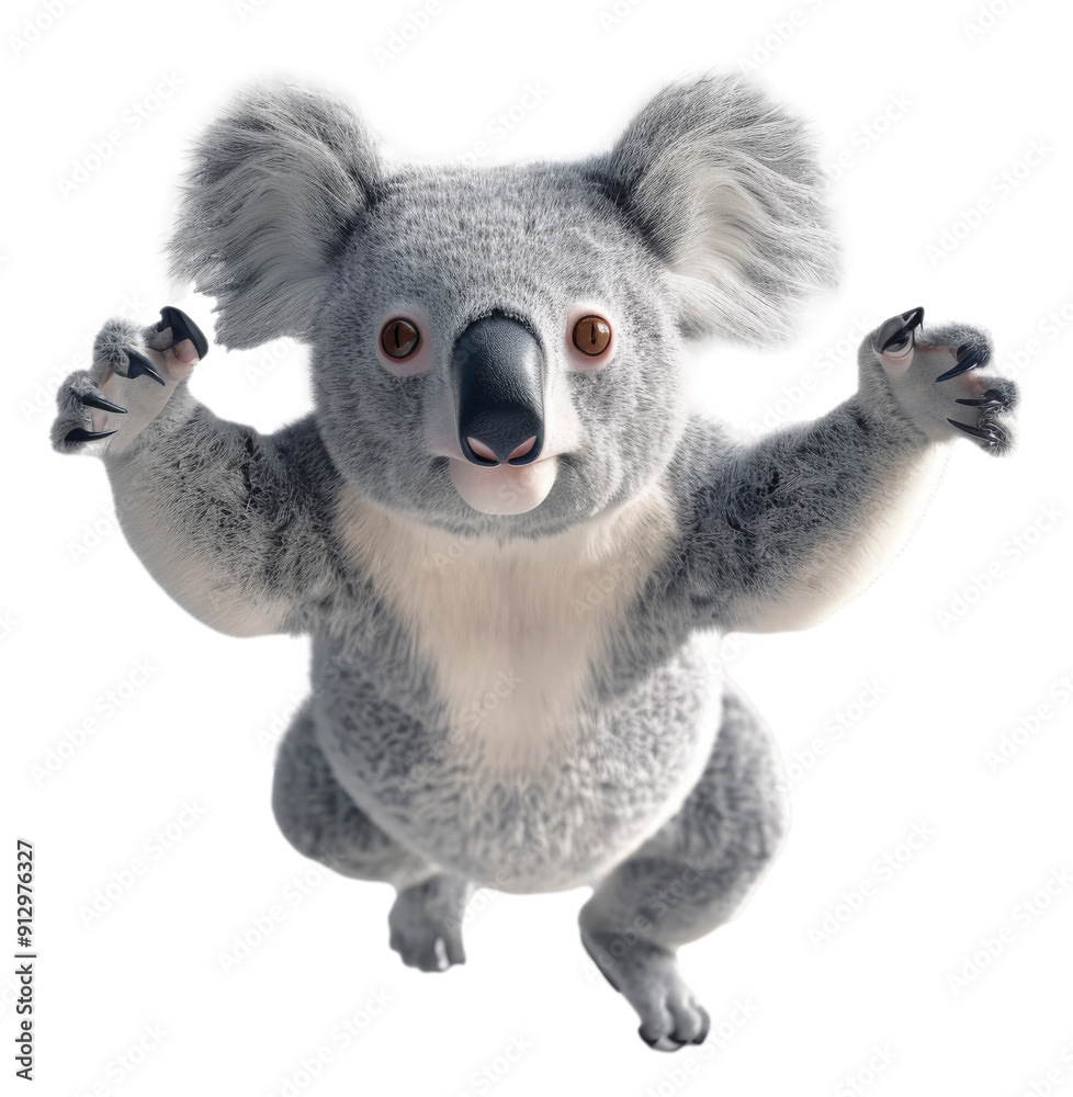 Obraz premium High Resolution Koala Jumping in Mid-Air
