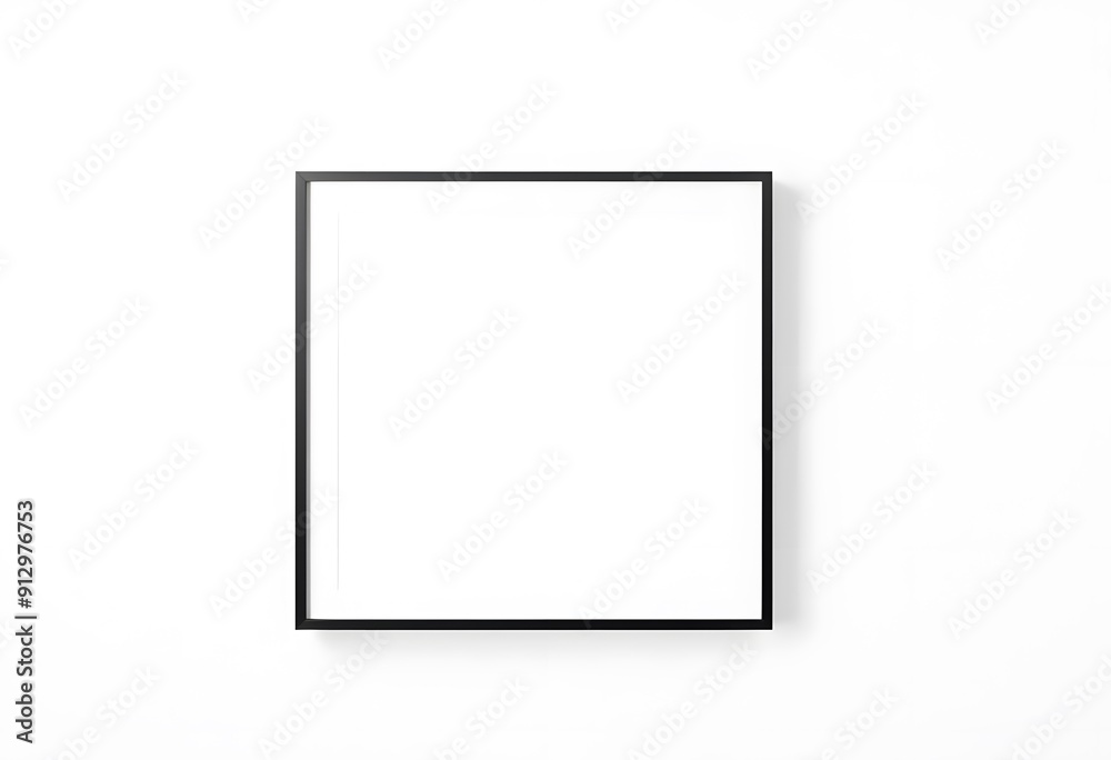 A blank white framed canvas on a white shelf with a small vase