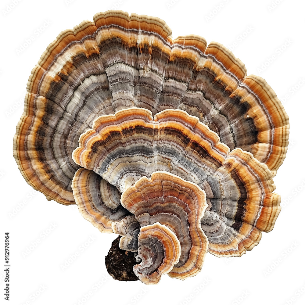 False and True Turkey Tail Mushroom on a White Transparent Background PNG False and True Turkey Tail Mushroom on a White Transparent Background PNG