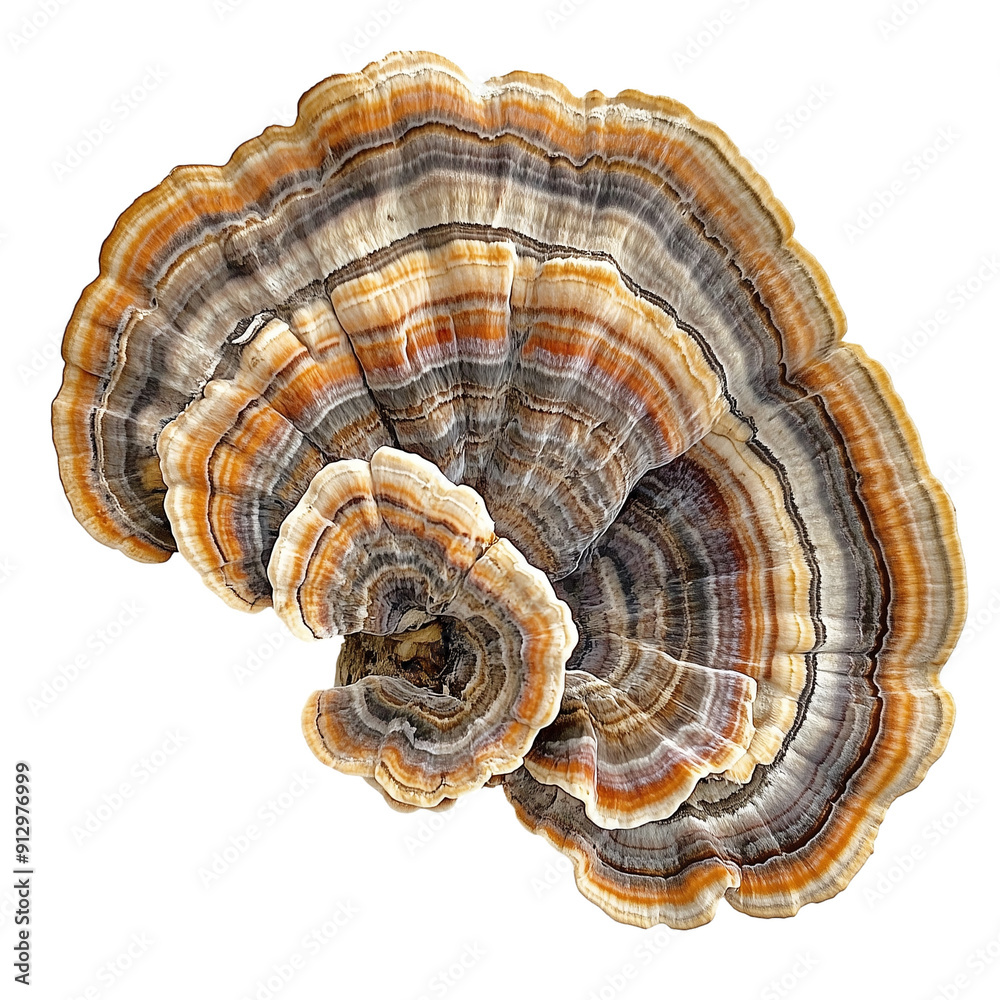 False and True Turkey Tail Mushroom on a White Transparent Background PNG False and True Turkey Tail Mushroom on a White Transparent Background PNG