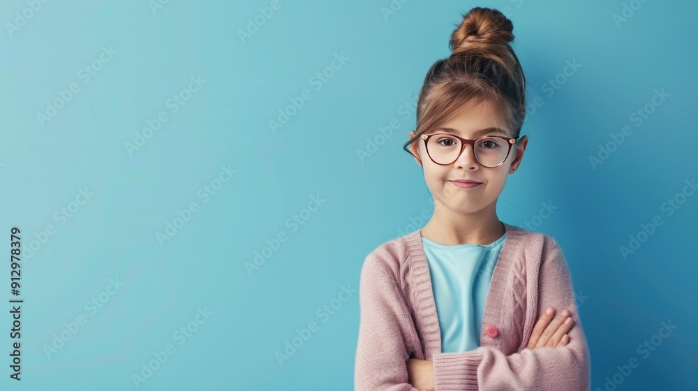 Portrait of a Confident Young Girl with Glasses.
