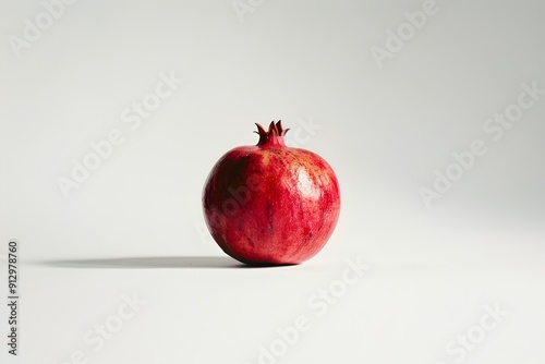 red apple on a wooden table photo