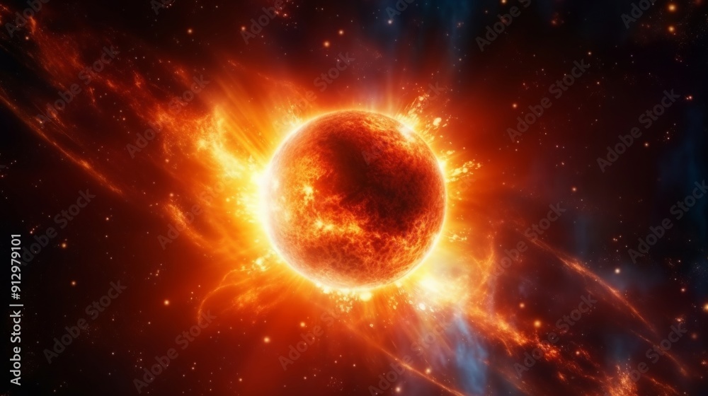 Fototapeta premium Fiery planets and cosmic explosions.