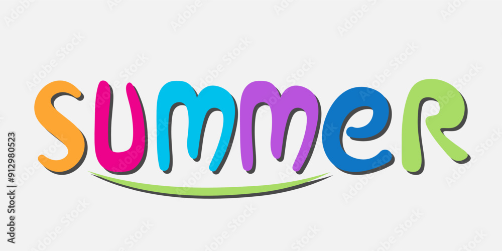 The word Summer. Vector banner with the text colored rainbow.
The word Summer. Vector banner with the text colored rainbow.