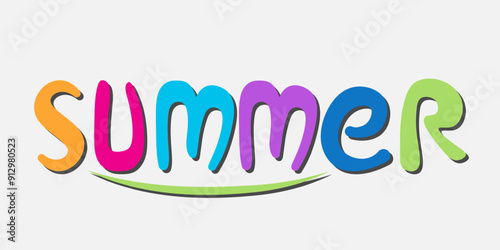 The word Summer. Vector banner with the text colored rainbow.
