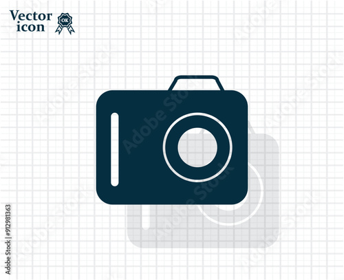 Vector dark color icon with shadow on light checkered background
