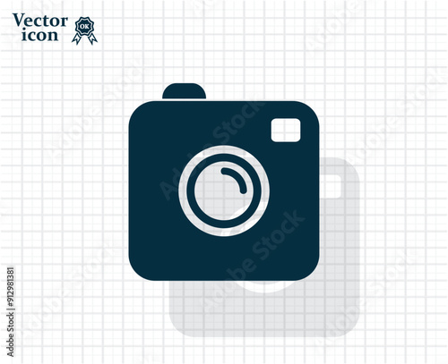 Vector dark color icon with shadow on light checkered background