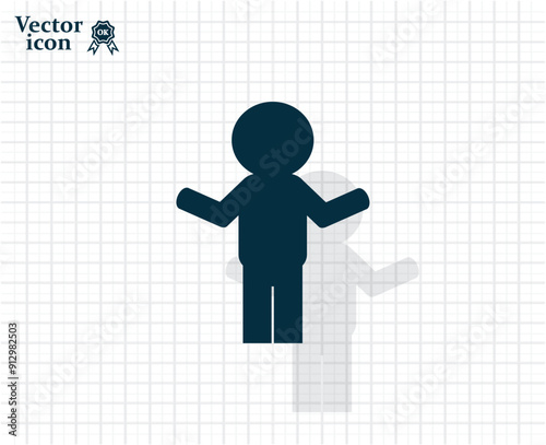 Vector dark color icon with shadow on light checkered background