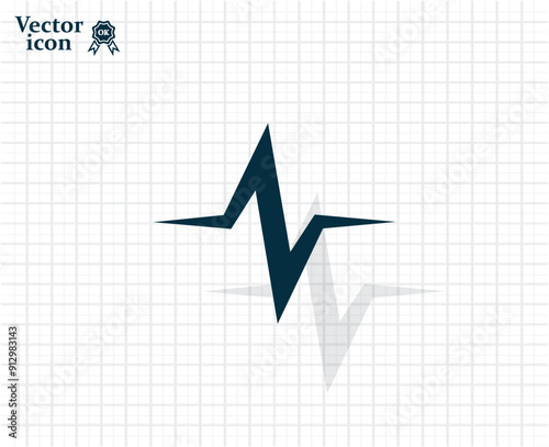Vector dark color icon with shadow on light checkered background