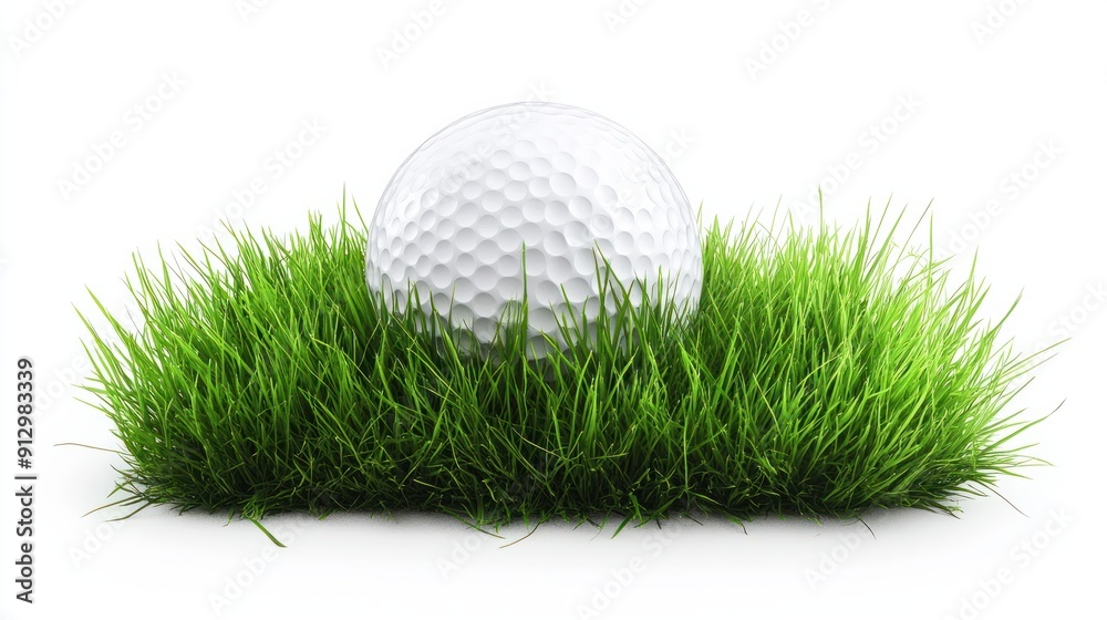 PNG. Golf ball sports grass white background.