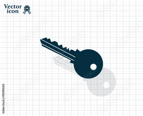 Vector dark color icon with shadow on light checkered background