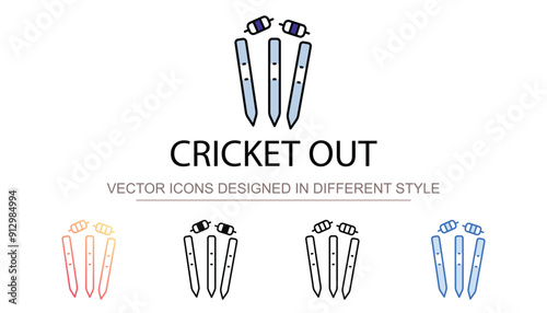 Cricket Out icon design with white background stock illustration