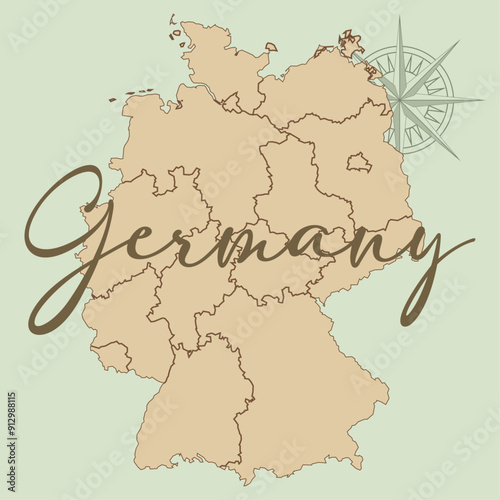 Complete map of Germany and all its cities. Complete design from real cartographic data.