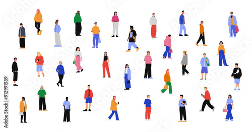 Set of colourful people