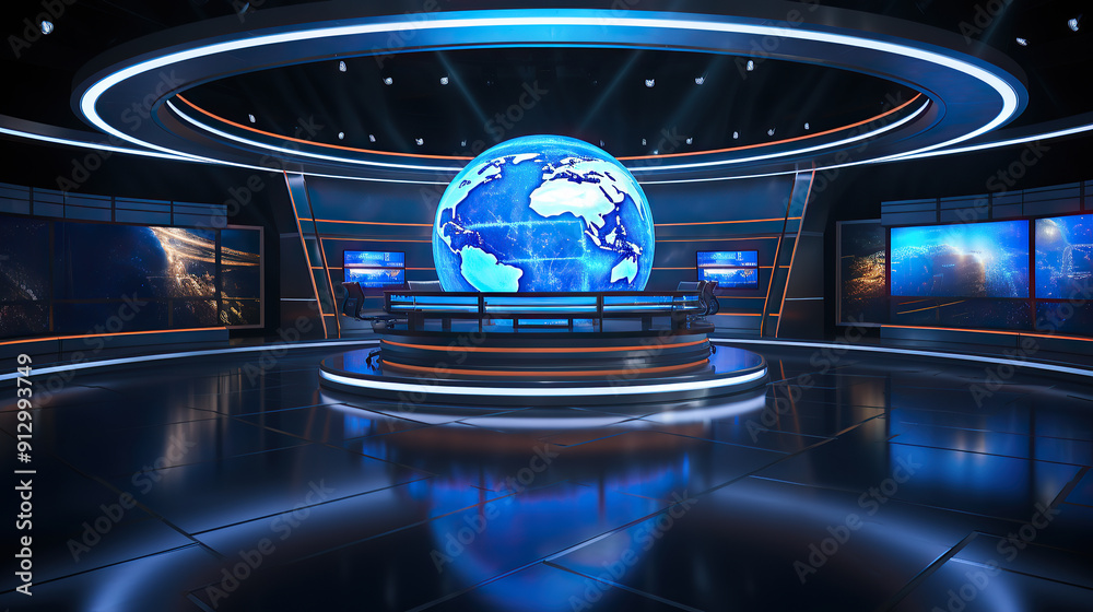 generated illustration Tv or Cable new network live studio setup. generated illustration Tv or Cable new network live studio setup.