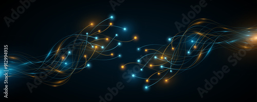 AI futuristic neural connectors analyze big data into cyberspace. Science technology background. Neural network concept. Vector illustration. EPS 10