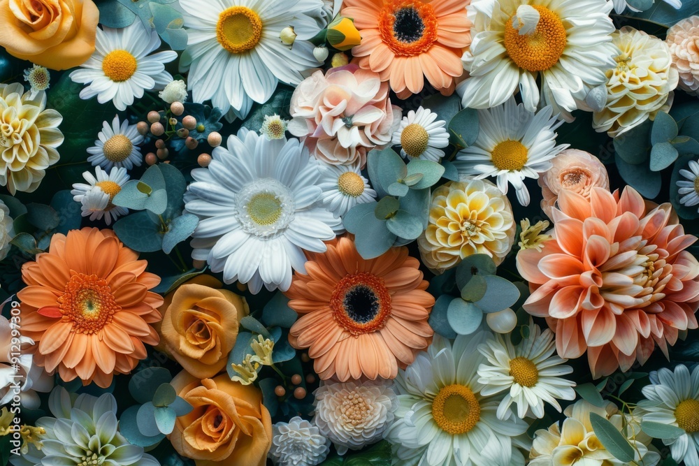 Floral Bouquet with Delicate Hues and Textures Floral Bouquet with Delicate Hues and Textures