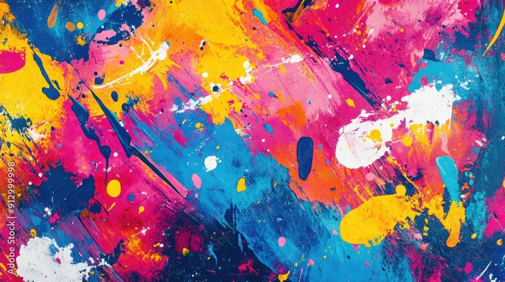Abstract background with dynamic, splattered paint effects and bright colors, capturing a sense of spontaneity and artistic freedom Abstract background with dynamic, splattered paint effects and bright colors, capturing a sense of spontaneity and artistic freedom
