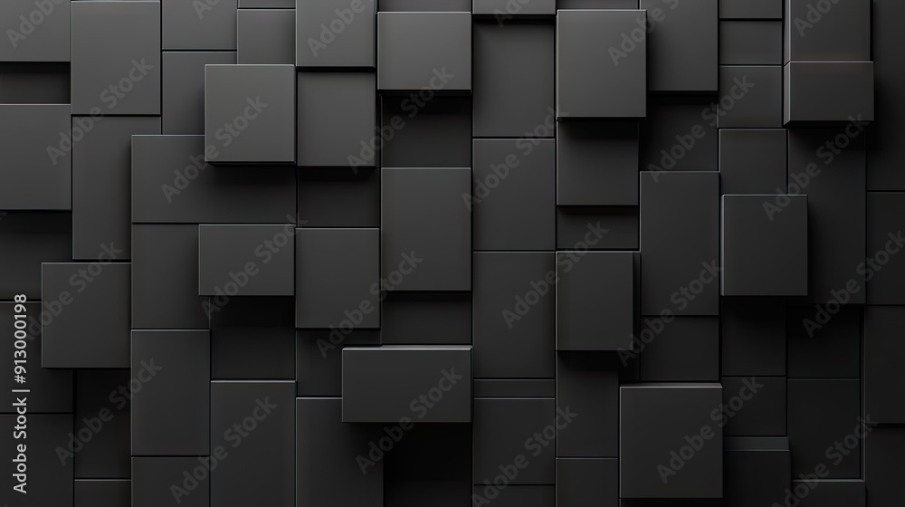 3D geometric blocks arranged in an abstract pattern on a black background. 3D geometric blocks arranged in an abstract pattern on a black background.
