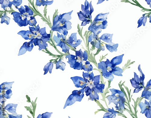 Hand-painted watercolor sprig of delphinium