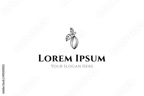 cacao fruit logo in simple line art design