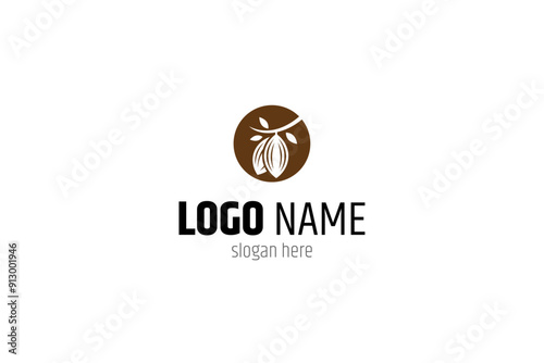 cacao fruit logo in flat vector design with circle shape