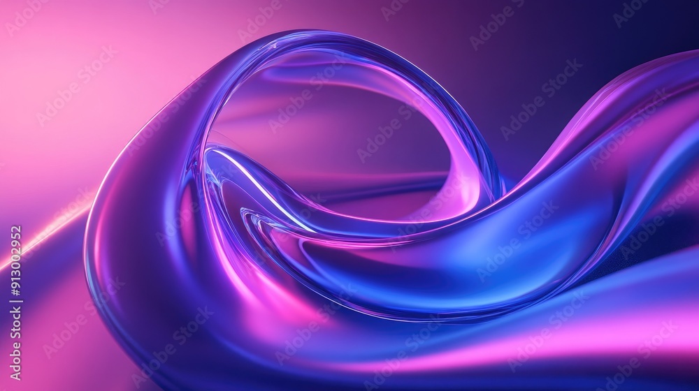 Abstract 3D shape with UV light and neon curves on a bright background. Perfect for futuristic energy concepts. Abstract 3D shape with UV light and neon curves on a bright background. Perfect for futuristic energy concepts.