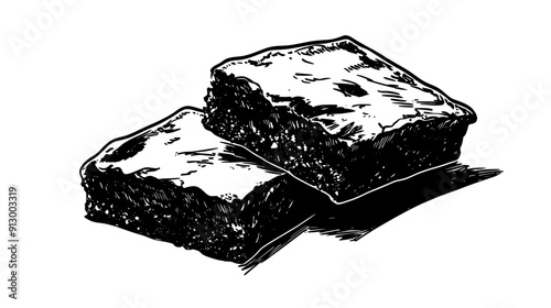 Pair of overlapping brownies, even thickness, vector illustration art