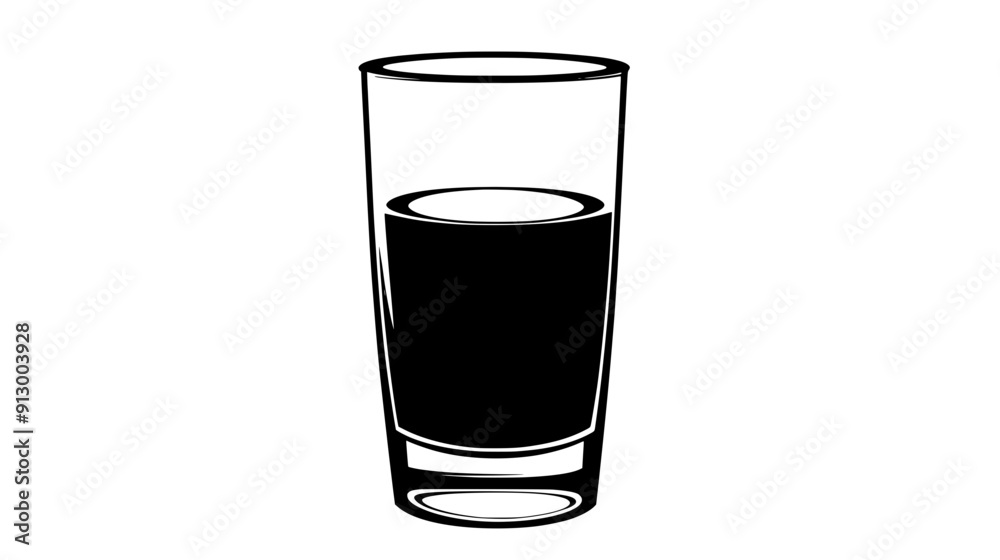 Single drink in a tall glass, clear distinction between liquid layers, vector illustration art Single drink in a tall glass, clear distinction between liquid layers, vector illustration art