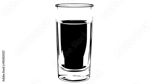 Single drink in a tall glass, clear distinction between liquid layers, vector illustration art