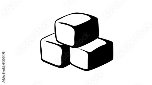 Stack of four square marshmallows, evenly aligned with smooth surfaces, vector illustration art