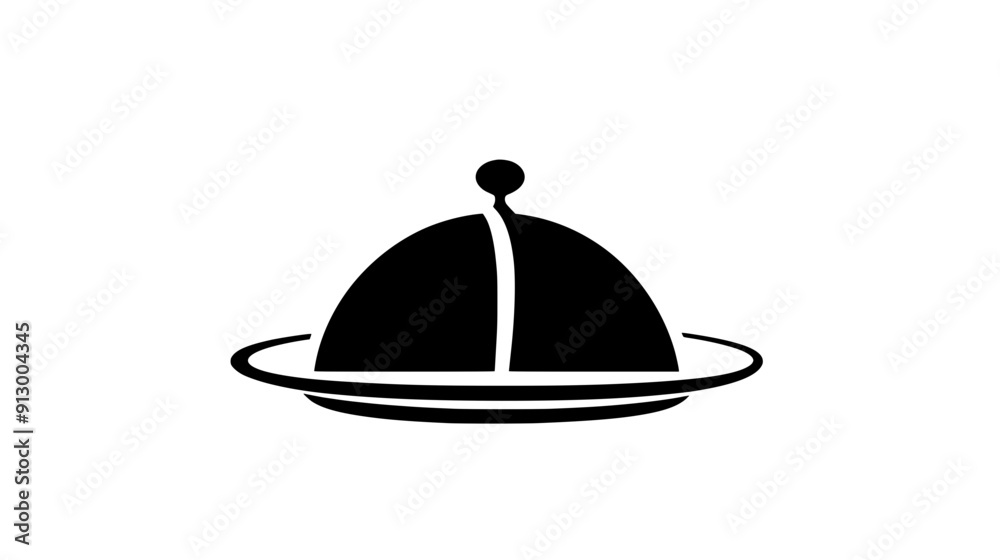 Vector of a cloche or serving dome, with lines indicating it being lifted, vector illustration art